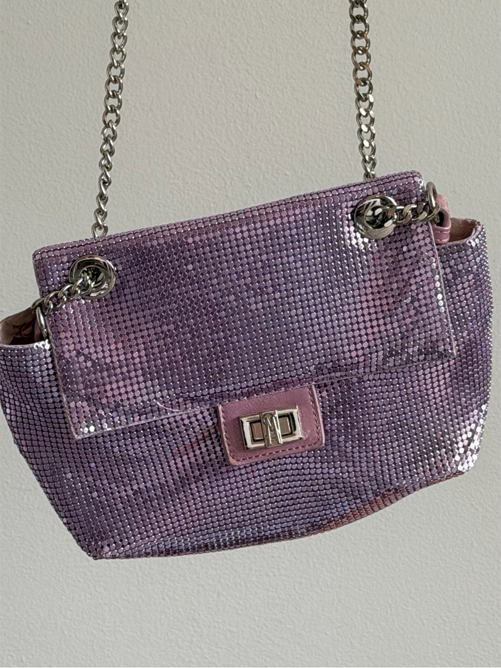 Steve Madden Lavender Crystal Chain-Shoulder Bag